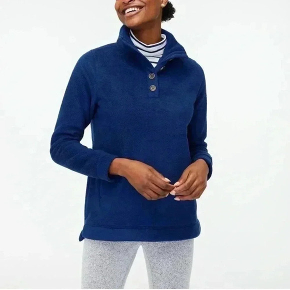 J. CREW FACTORY | Blue Sherpa Button Front Tunic | S - Picture 1 of 8